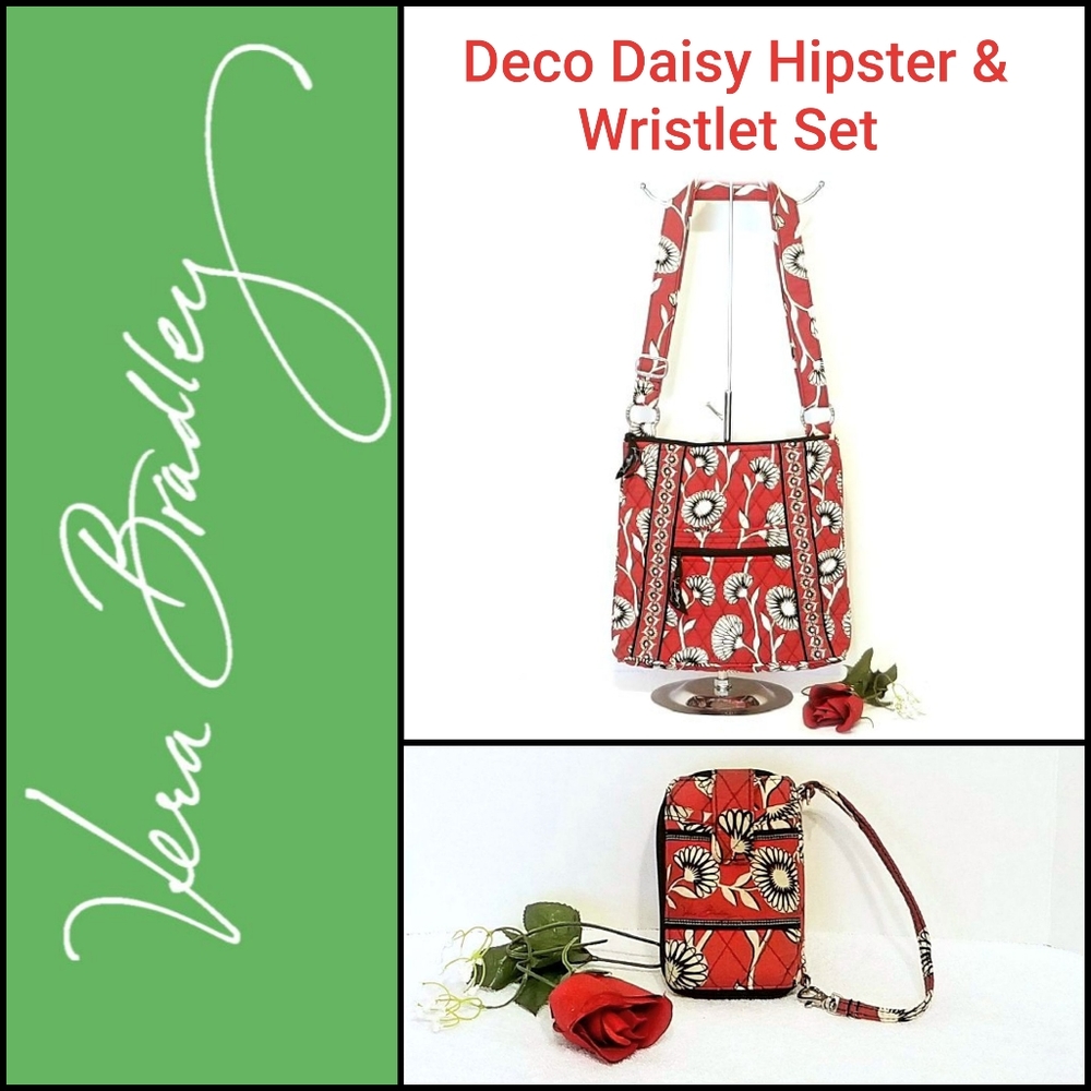 Vera Bradley Deco Daisy Hipster & Wristlet Set